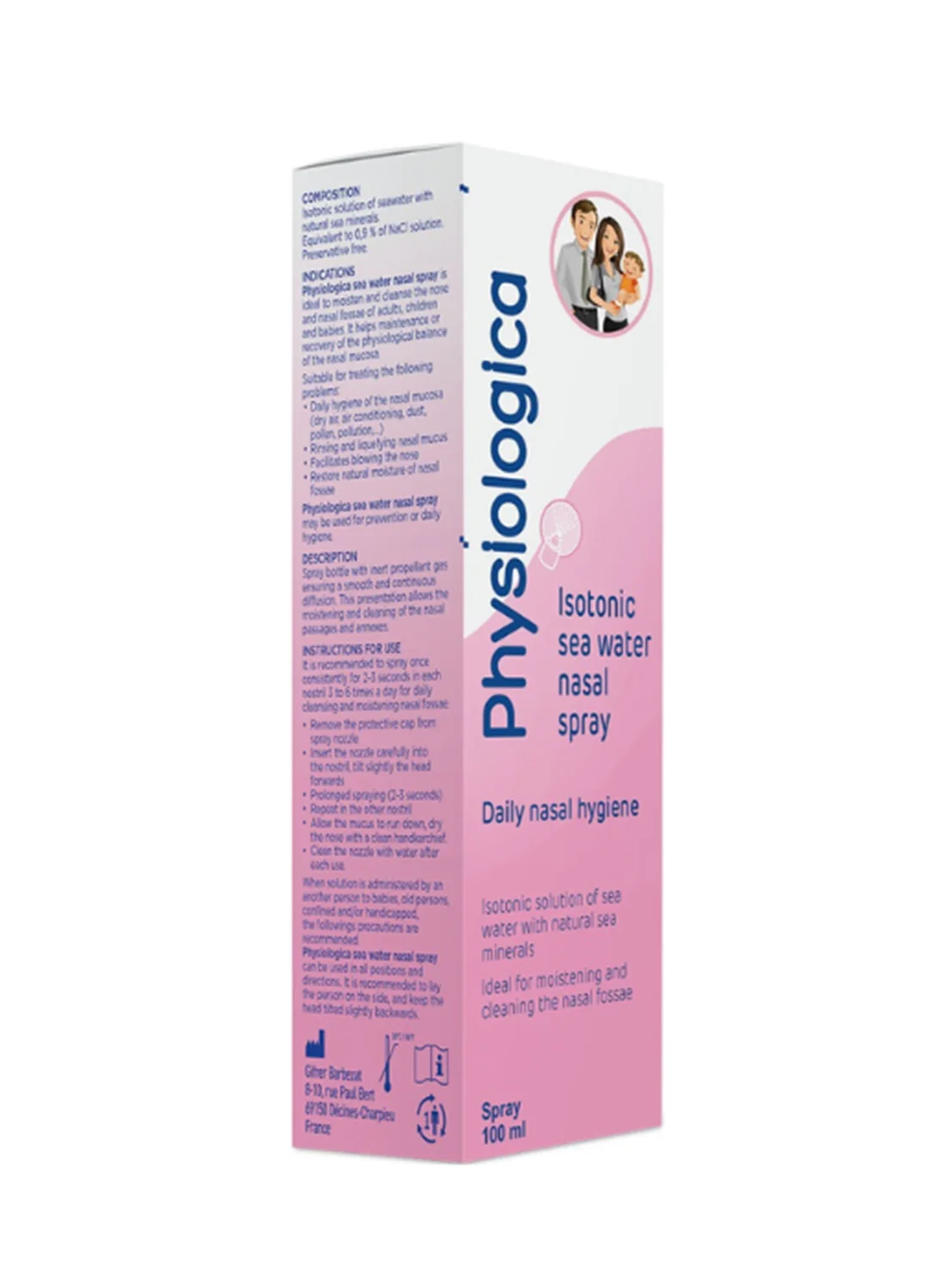 Physiologica Isotonic Sea Water Nasal Spray for Daily Hygiene and Sinus Care (100 mL) 2atfl