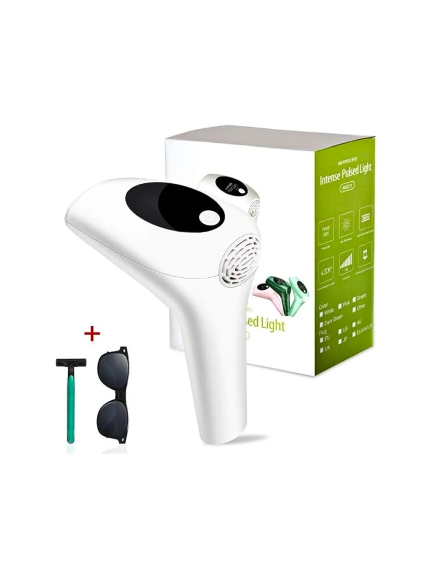 BLAZE IPL Laser Hair Removal Device Professional Home Use System with Razor and Protective Eyewear (White, 900000 Flashes) jycxs
