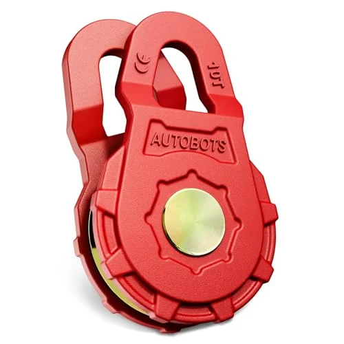 Heavy Duty Snatch Block Pulley for Winch Recovery (22046 LBS Capacity, Red, Forged Steel) wndis