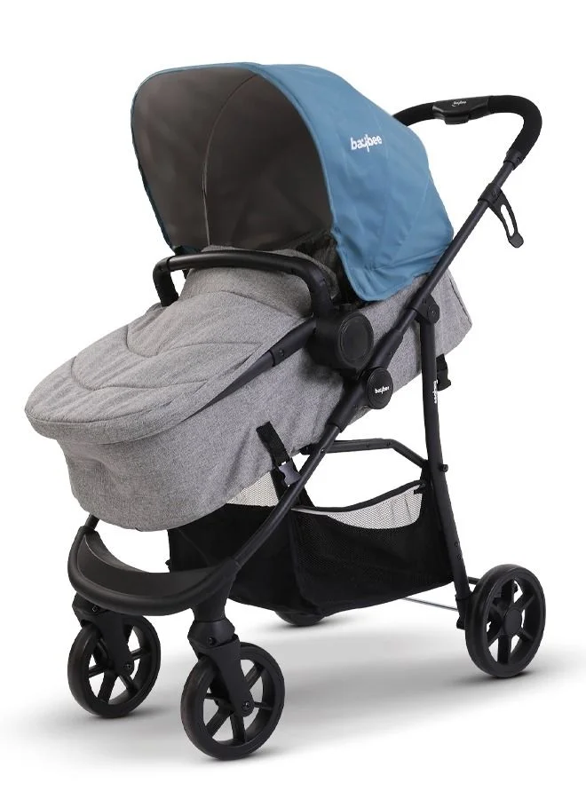 BAYBEE 2-in-1 Premium Baby Stroller and Bassinet Travel System with Adjustable Seat and Large Wheels (Blue, Newborn to 3 Years) gnuqa