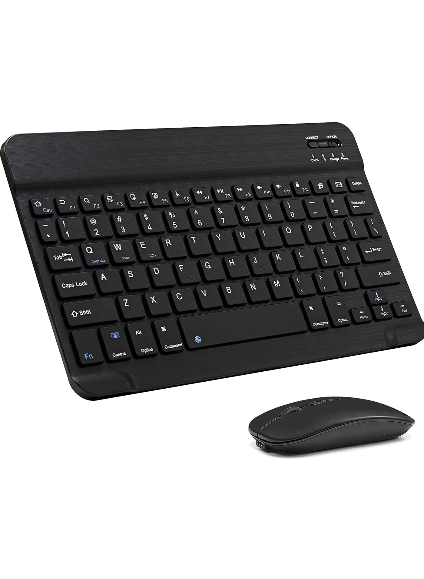 Rock Pow Ultra-Slim Bluetooth Keyboard and Mouse Combo Rechargeable Wireless Set for Tablet and Smartphone (Black, Standard Size) ybxkj