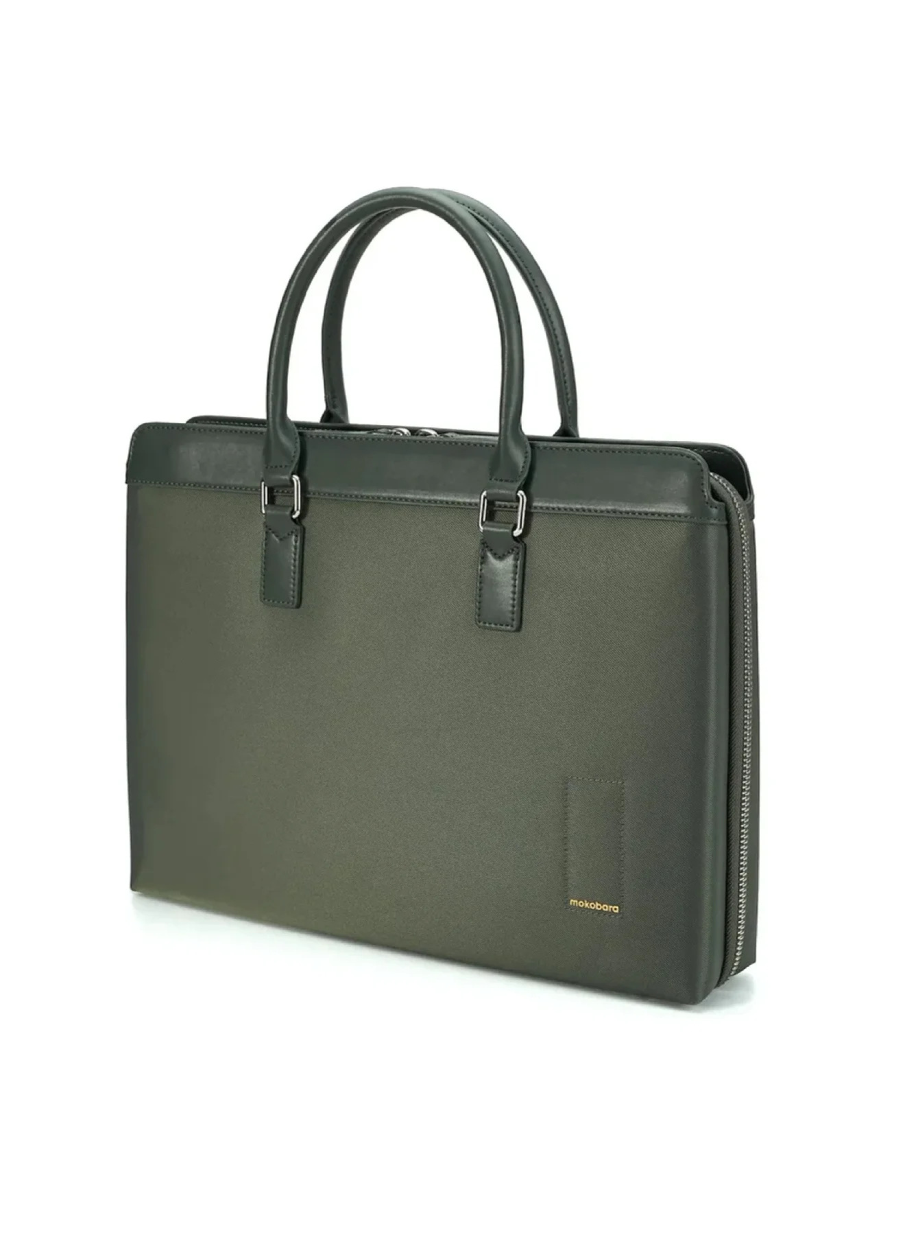 Premium Vegan Leather Briefcase Pro Water-Resistant Laptop Bag (Green, 40 cm x 30 cm x 10 cm) ns5gx