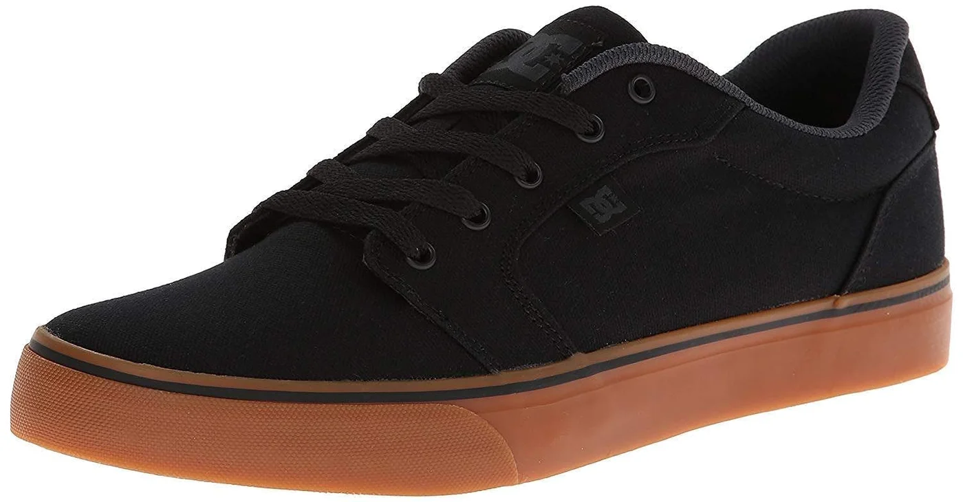 Premium Men's Canvas Skateboarding Sneakers Durable Low-Top Athletic Footwear (Black/Gum, 42 EU) 329iz