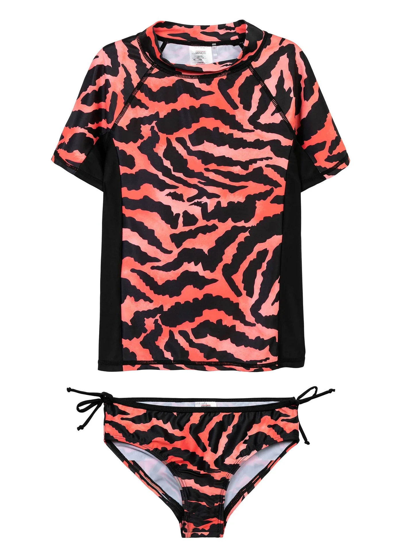 MINOTI Girls Rash Guard Swim Set Slim Fit Patterned Swimwear (Pink, 128 cm) 0i7zx