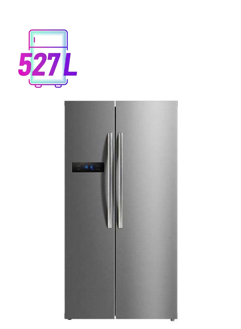 Midea Side By Side Refrigerator 527L Frost Free Fridge Freezer with LED Touch Display and Humidity Control (Stainless Steel) 3wo39