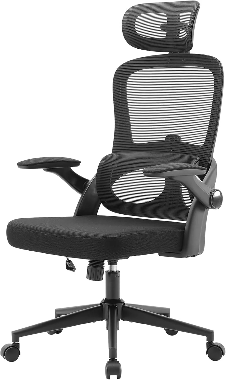 Harmony Home Ergonomic High-Back Office Chair with Adjustable Headrest and 3D Armrests (Black) vpt3j