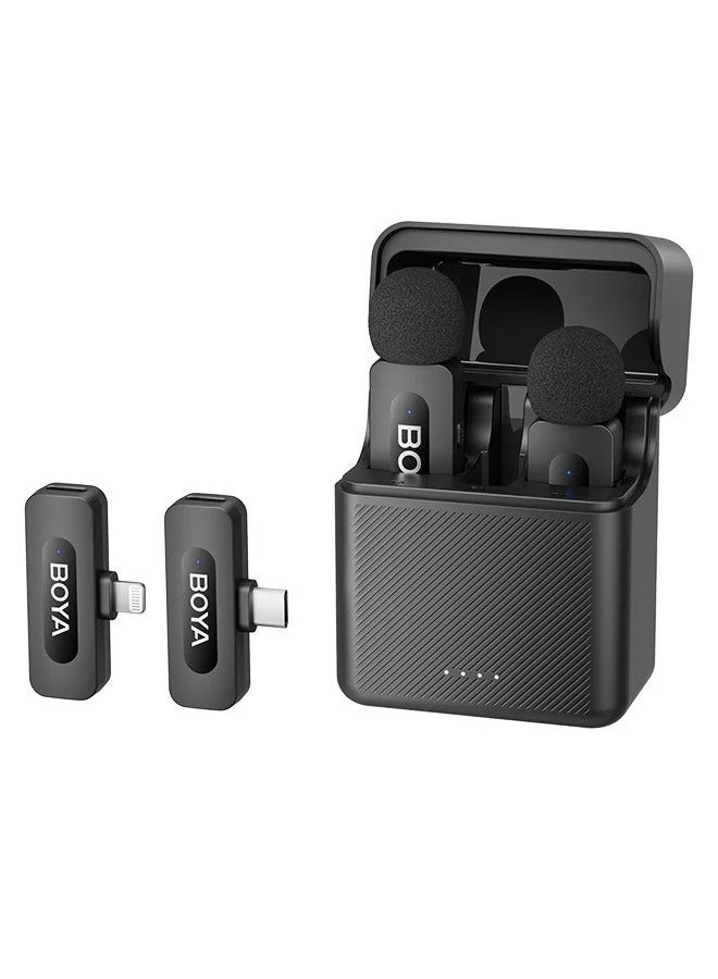 Premium Wireless Lavalier Microphone System with USB-C and Lightning Connectors for Smartphones and Tablets (Dual-Channel, Noise-Cancelling) 7f7j4