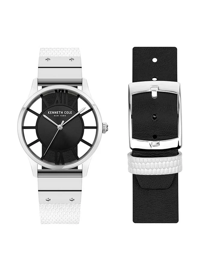 Classic Quartz Analog Watch for Women Black Dial Leather Strap (34.5mm) m9tg2