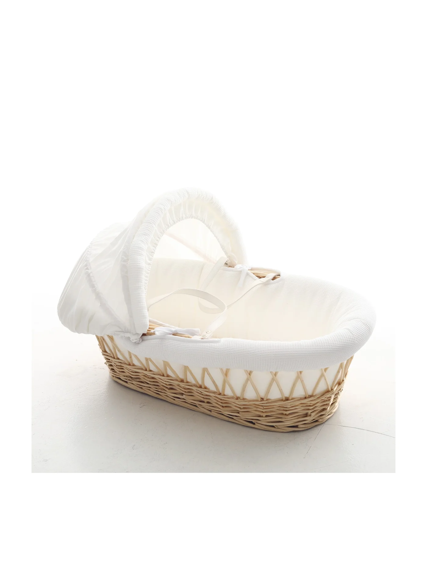 TEKNUM Wicker Moses Basket for Infants with White Waffle Bedding (Wooden Brown, 80 cm x 45 cm) qgu4k