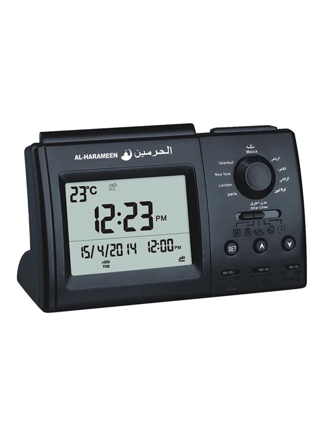 Premium Digital Azan Table Alarm Clock Carbon Fibre Finish (Black, 15x9.5cm) for Home and Office q6tvm