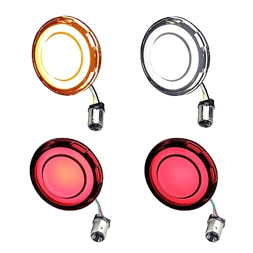 MotoParAcc 2-Inch LED Motorcycle Turn Signals Smoked Lens Brake Taillights (4-Piece Set) nilux