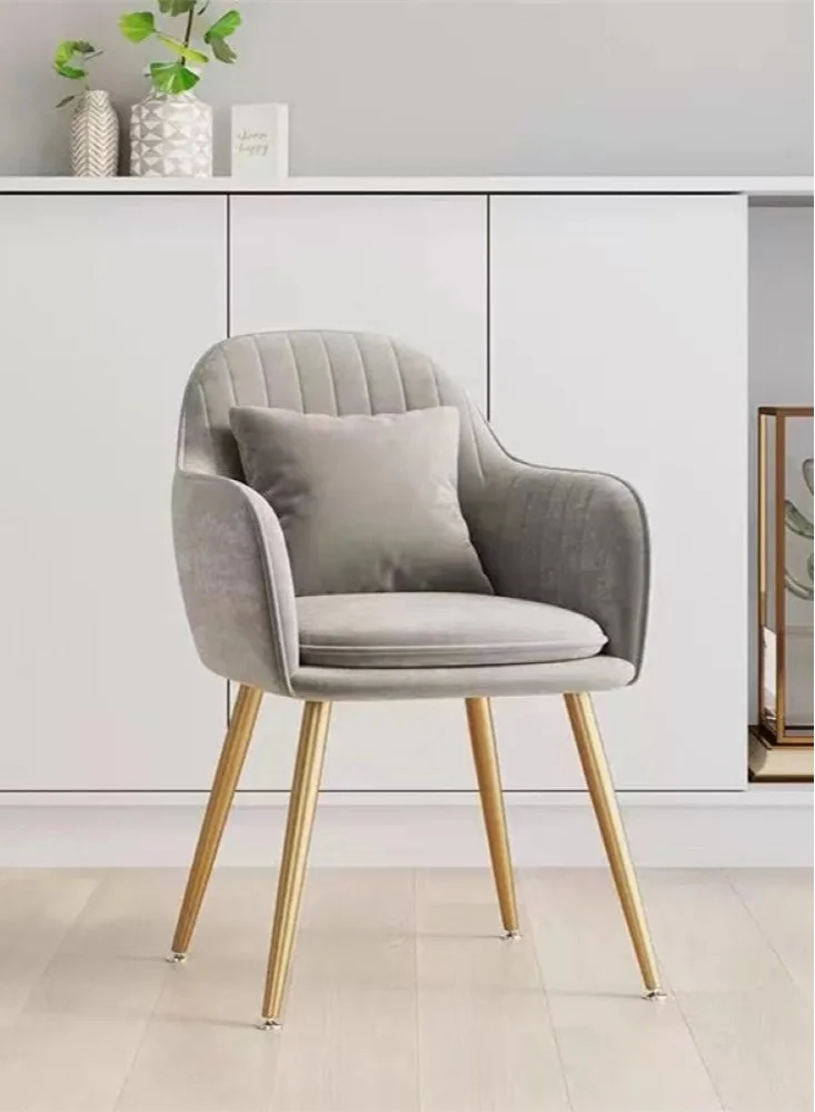 Kutis Metal Accent Chair for Bedroom and Living Room Modern Vanity Makeup Seating (Grey/Gold, 44x47x83 cm) kqldc