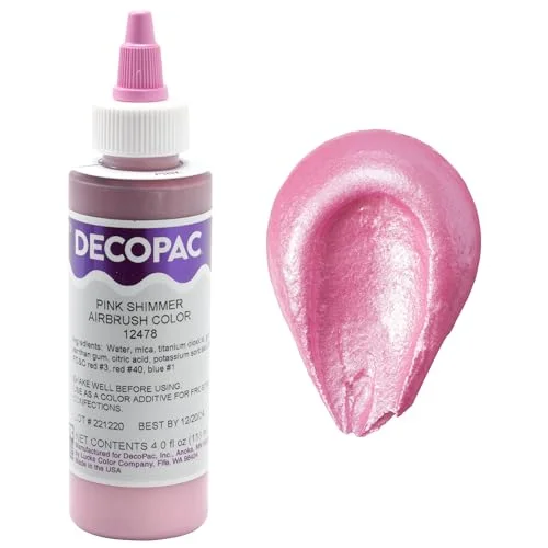 DecoPac Premium Shimmer Airbrush Food Coloring for Cake Decoration (Pink, 118 mL) 2lwzu