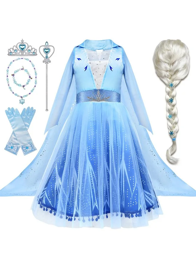 Princess Costume Dress Up Set for Girls Premium Role Play Outfit with Accessories (10-Piece Set, 7-8 Years) uuc9b