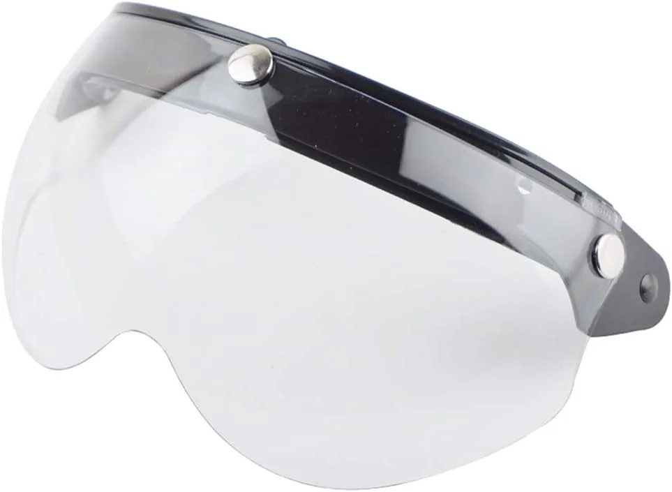 Aqxreight Universal 3-Snap Motorcycle Helmet Visor Windproof Polycarbonate Shield for Half Face Helmets (Clear, One Size) sq6ov