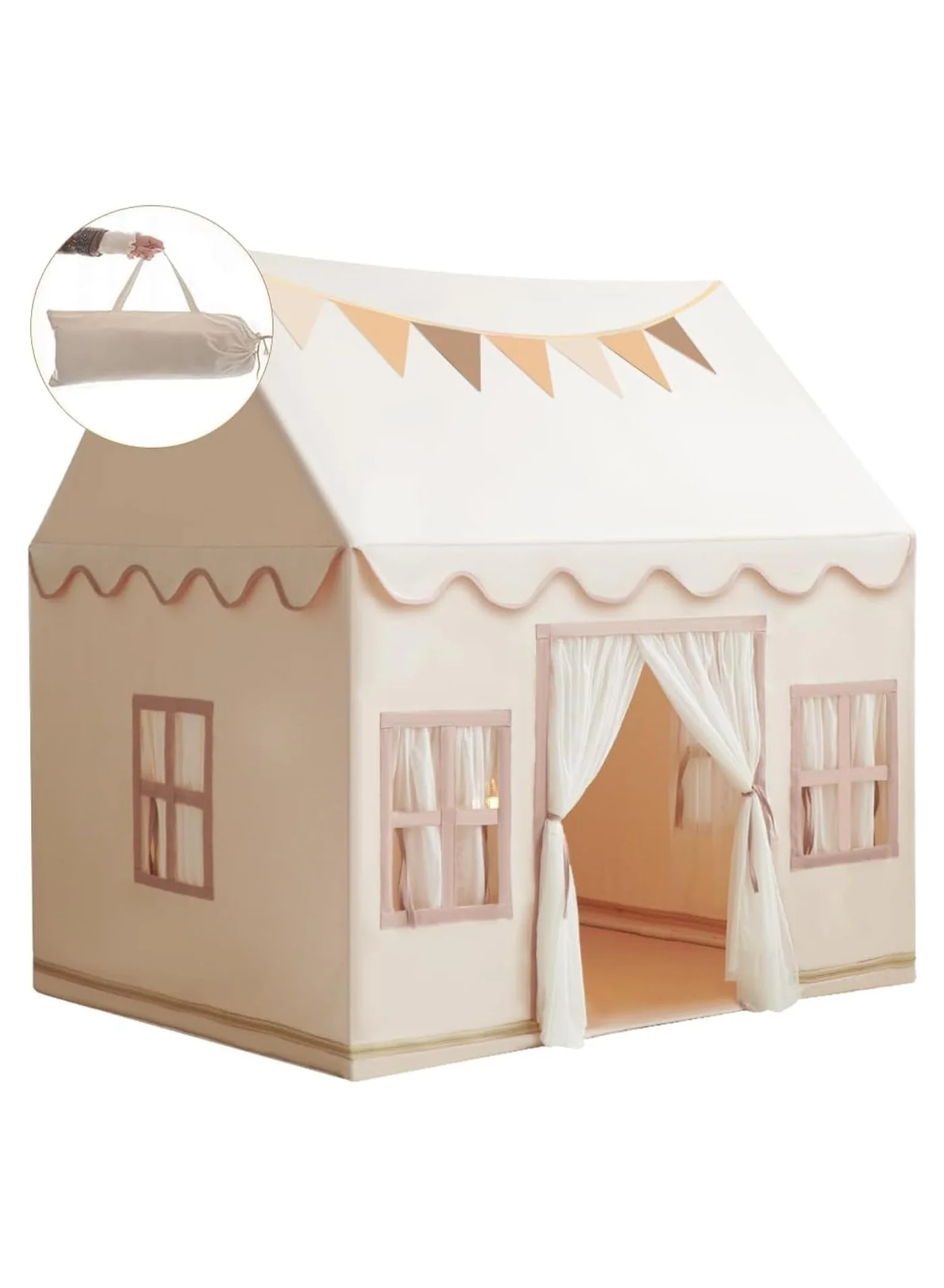 BLOOMING TIME Large Kids Play Tent Indoor Outdoor Castle Playhouse (Pink, 135cm x 105cm) 7saou