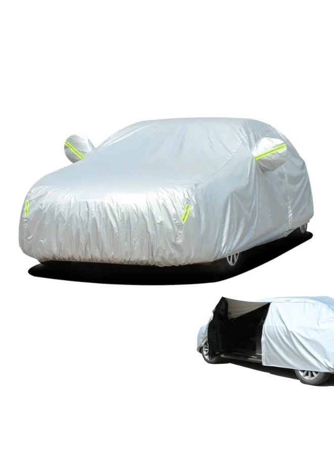 SUPER 5 Universal Car Cover Full Exterior Protection Waterproof Dustproof with Reflective Strips for Sedan SUV Hatchback (All Weather) wqth4