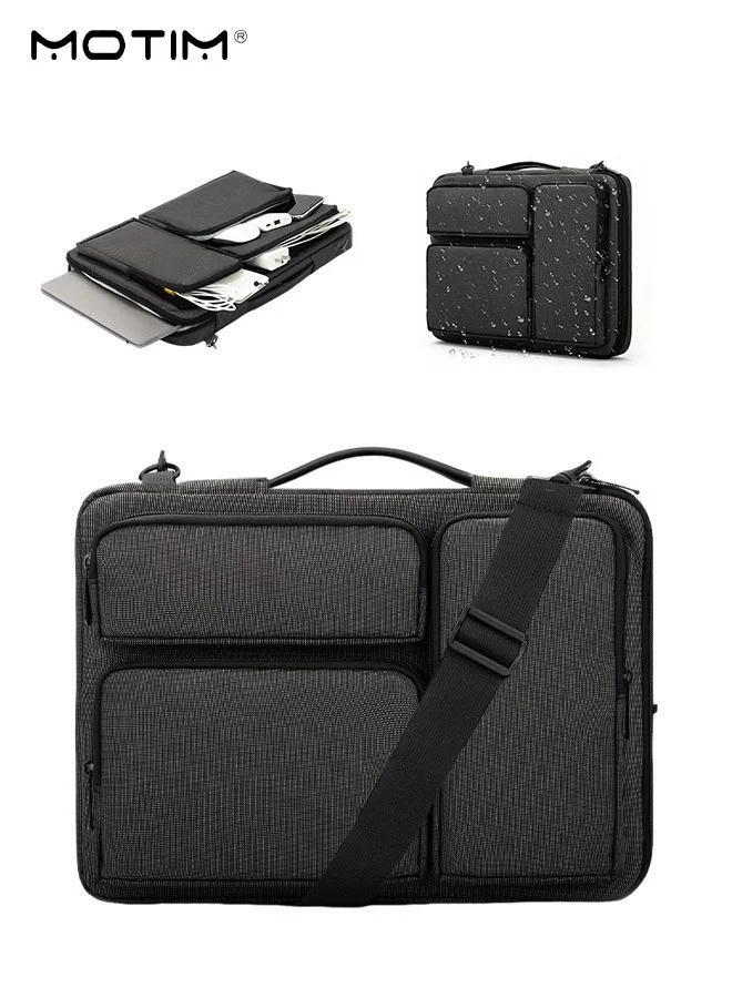 Motim 14 Inch Laptop Bag Water Resistant Business Briefcase with Shoulder Strap (Black, 35 cm) 74ujt