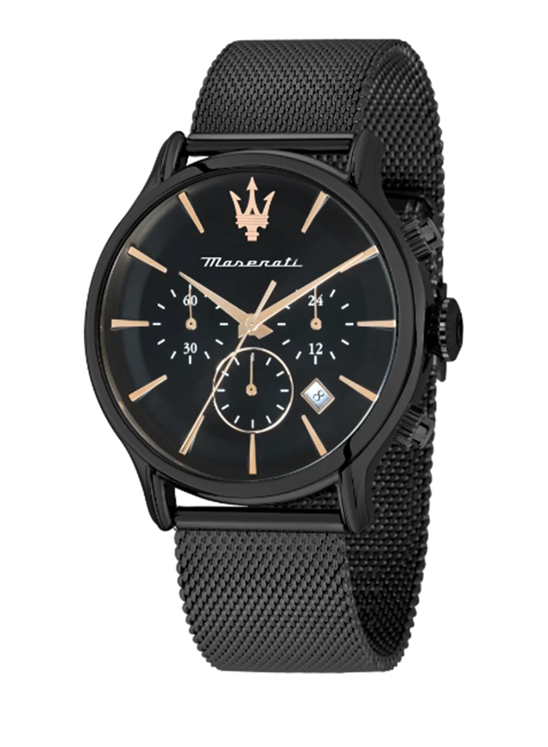 Premium Men's Chronograph Watch Black Sunray Dial Stainless Steel (42mm) z1boy