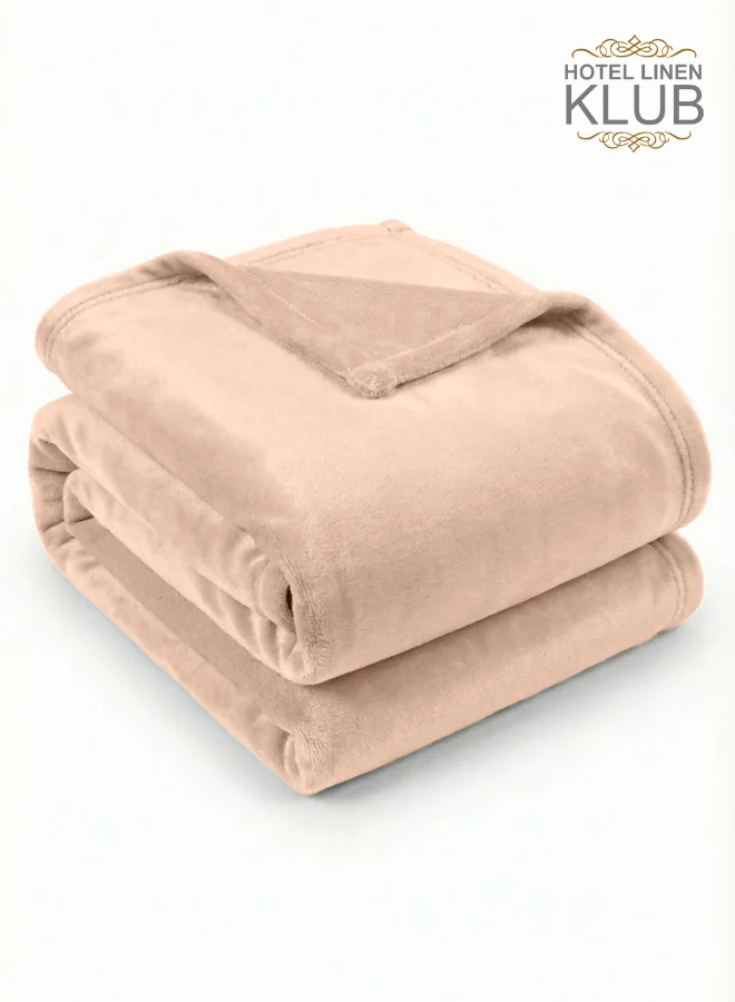 Hotel Linen Klub Double Micro Fleece Flannel Blanket Premium Plush Throw (Cream, 200 x 220cm) 1pfui
