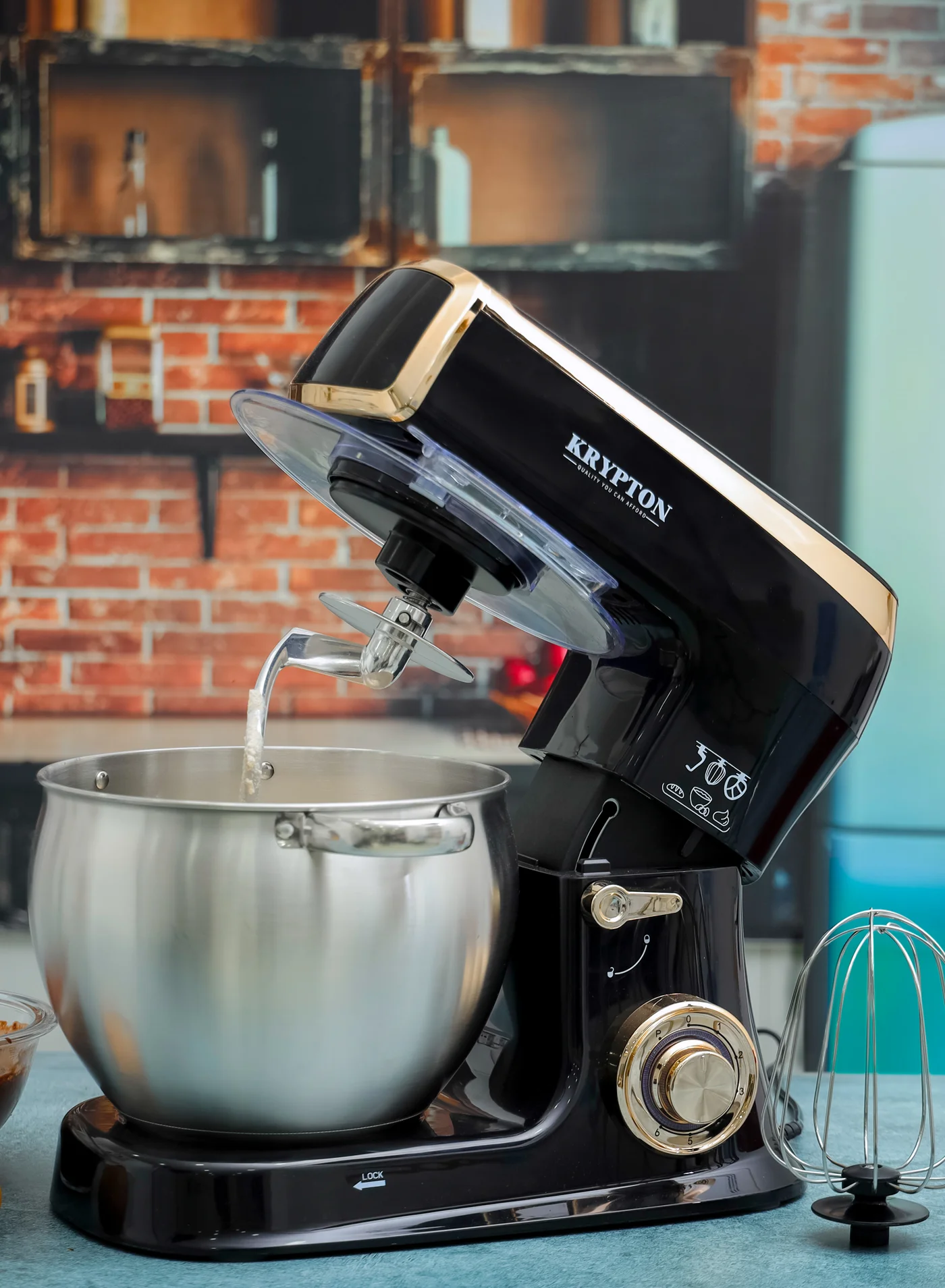 KRYPTON Stand Mixer Kitchen Machine with 8.5L Stainless Steel Bowl 1500W (Black, 8.5L) 1hxr6
