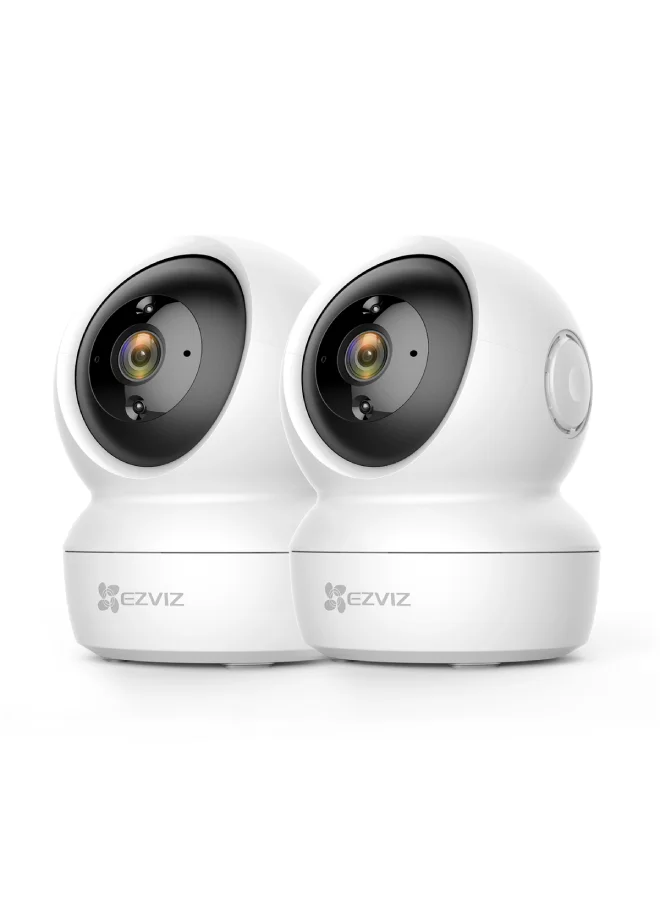 Smart Home Security Camera 1080P Wi-Fi Surveillance System with Motion Detection and Two-Way Audio (White, 2-Pack) 7c4o0