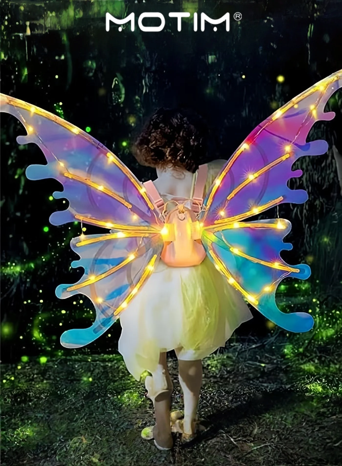 Motim Light Up Fairy Wings Costume Accessory Premium LED Elf Wings for Women and Kids (One Size) e1cal