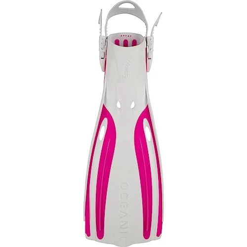 OCEANIC Viper 2 Open Heel Scuba Diving Fins Lightweight Snorkeling Gear for All Skill Levels (White/Pink, XS) 852cg