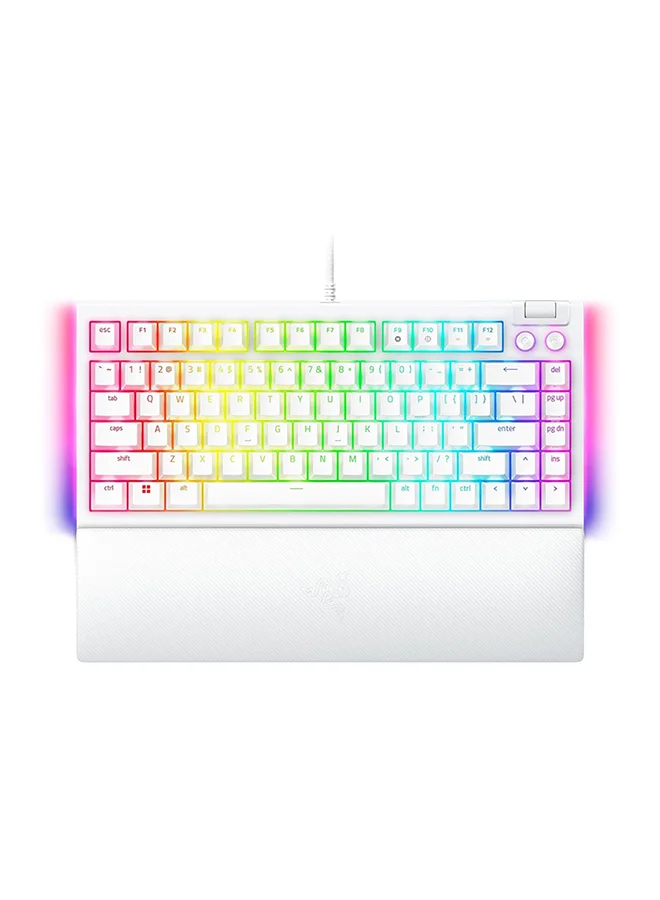 Premium 75% Mechanical Gaming Keyboard Hot-Swappable Tactile Switches RGB Backlit with Media Roller and Wrist Rest (White) dywgc
