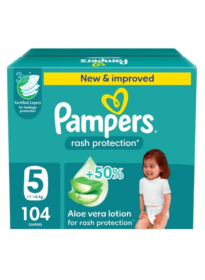 Premium Aloe Vera Taped Diapers for Toddlers (Size 5, 104 Count) mtghw