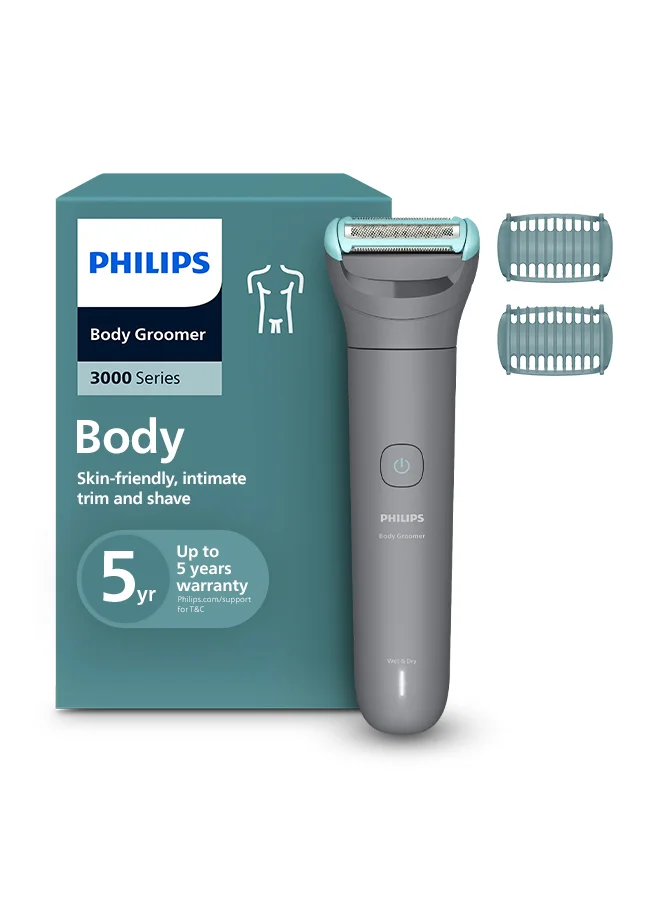 Professional Body Groomer with Triple Protect Shave System for Men (Mid Grey, 1 Piece) elyla