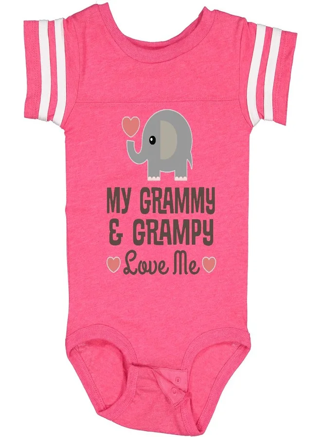 Premium Baby Bodysuit My Grammy and Grampy Love Me Football Graphic Print (Pink and White, 24 Months) go1a0
