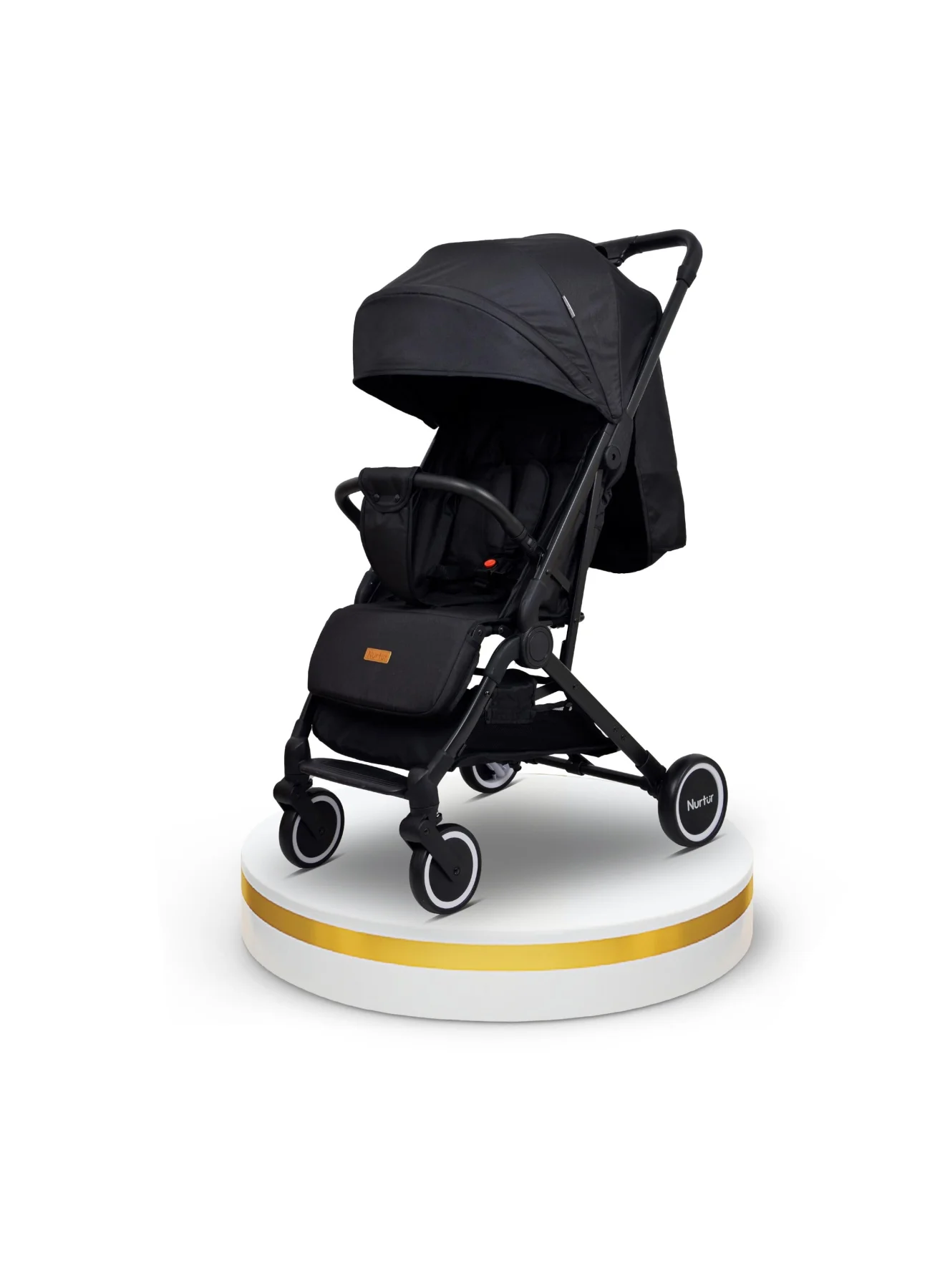 Nurtur Compact Travel Stroller with 5-Point Safety Harness and Storage Basket (Black, 0-36 Months) vh9ge