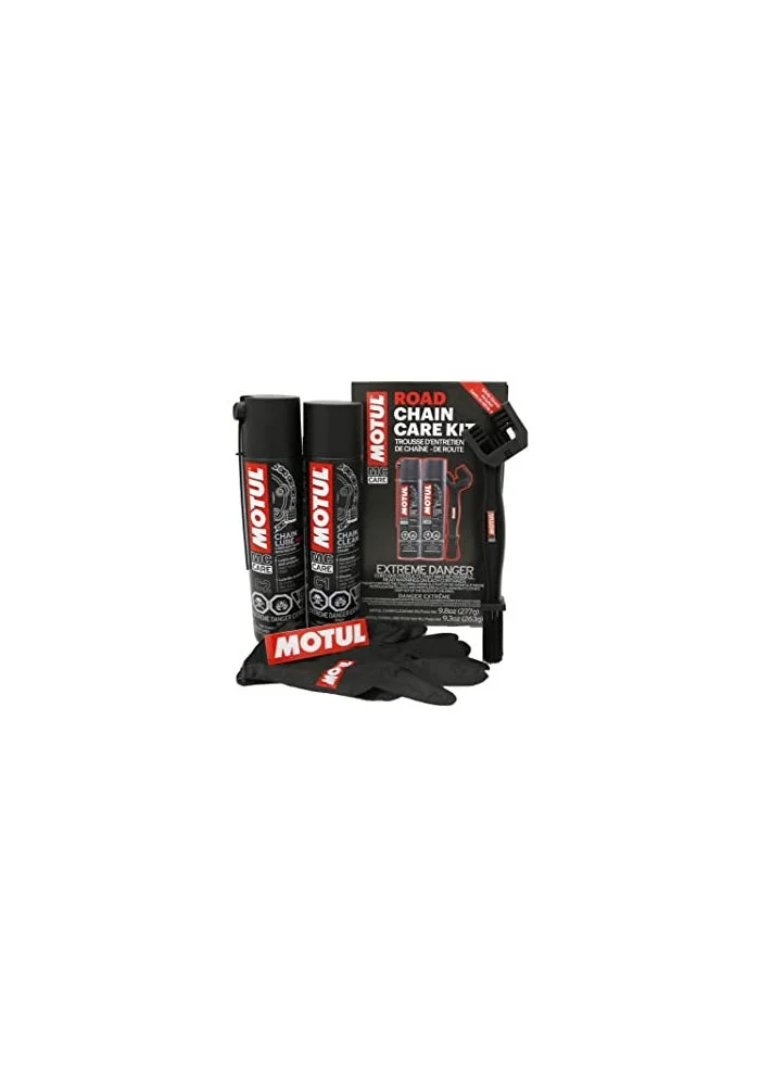 Premium Motorcycle Chain Maintenance Kit C1 Cleaner and C2 Lube Set with Brush and Gloves (400 mL) 7ye8f