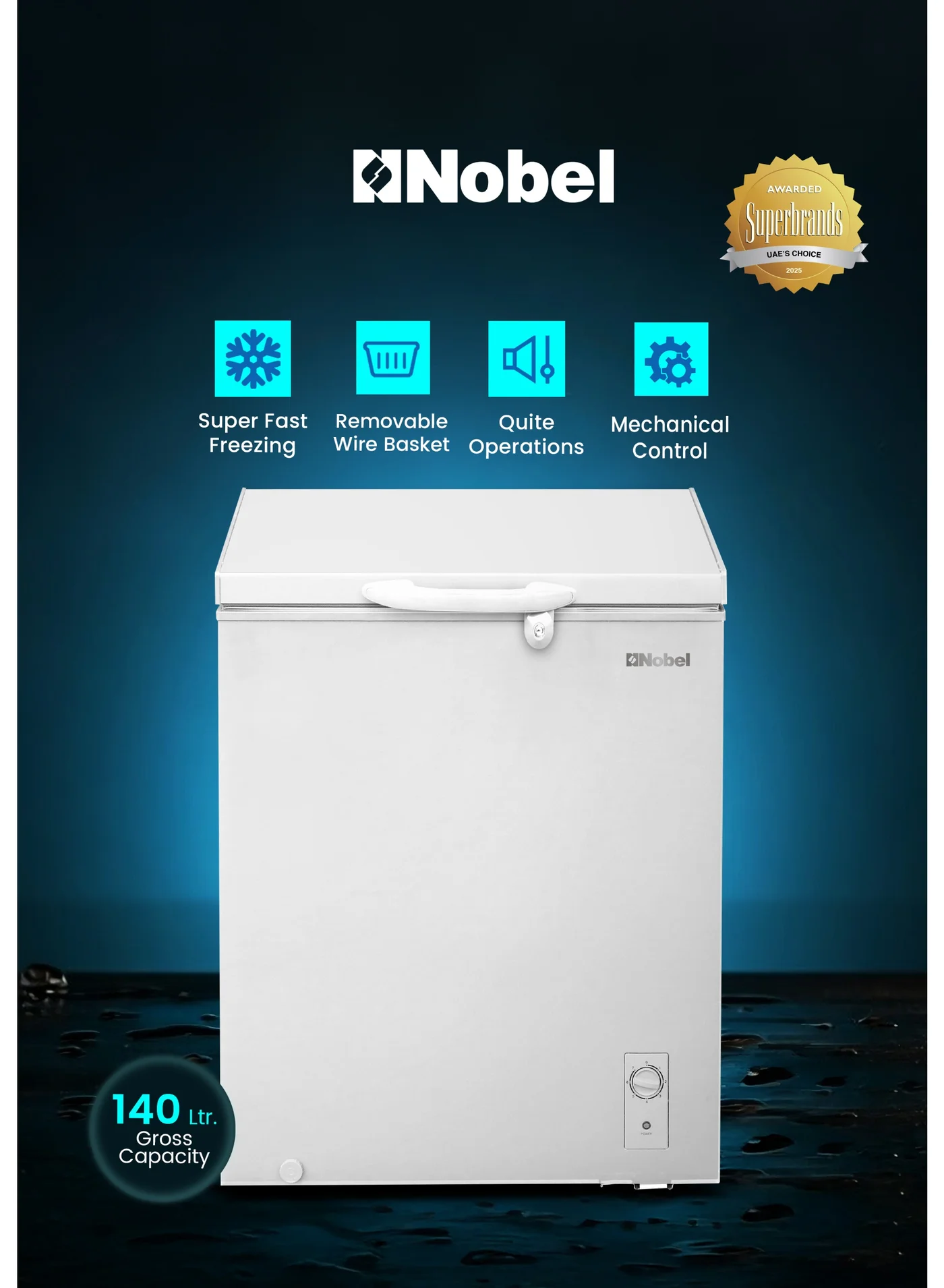 Nobel Chest Freezer 99L Net Capacity Single Door Deep Freeze Storage with Wire Basket (White, 99 L) 6pkbw