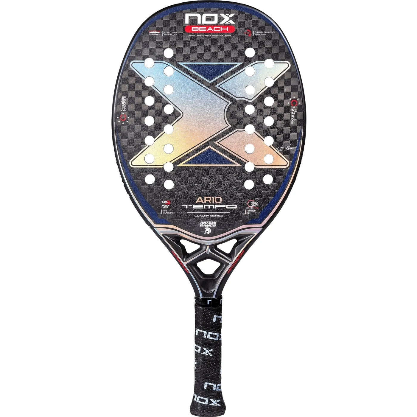 Premium Beach Tennis Racket AR10 Tempo Professional Series (Carbon Fiber, 22mm) yi954