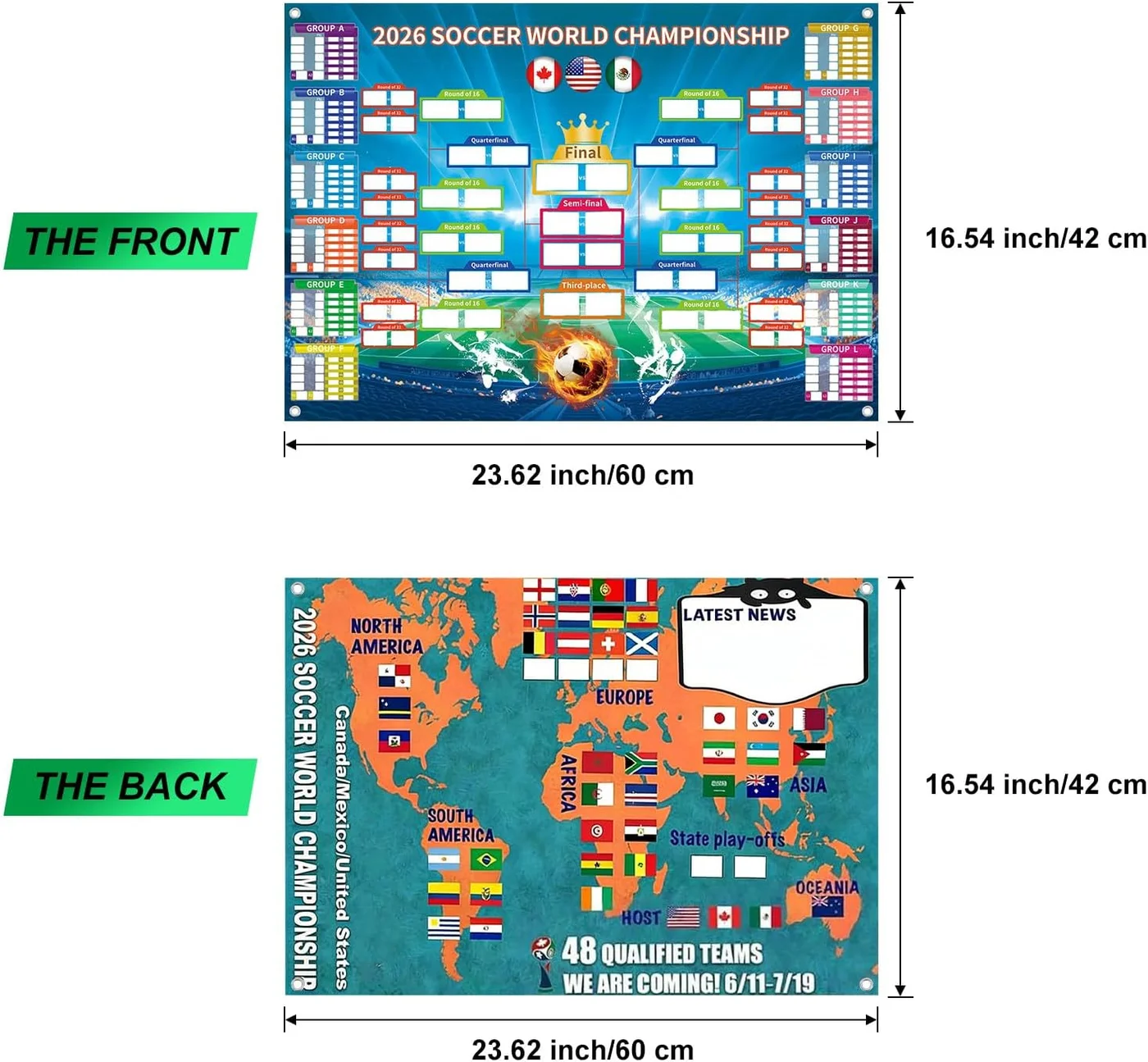 2026 World Cup Schedule Poster Double Sided Wall Chart (Canvas, 60 cm x 90 cm) qfz4j