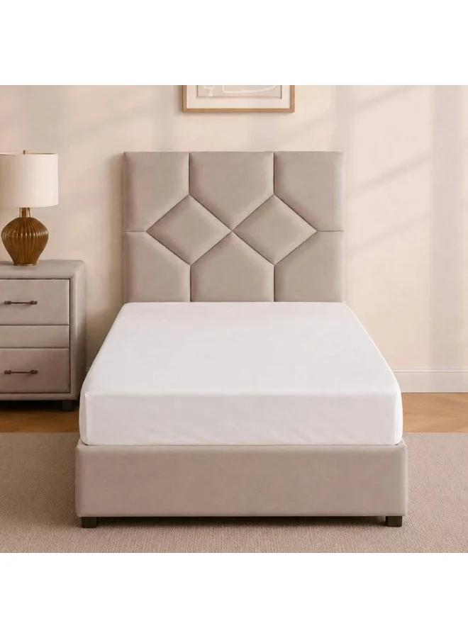 Pan Home Kyros Upholstered Single Bed with Velvet Fabric (Beige, 205 x 100 x 131 cm) ggdmi