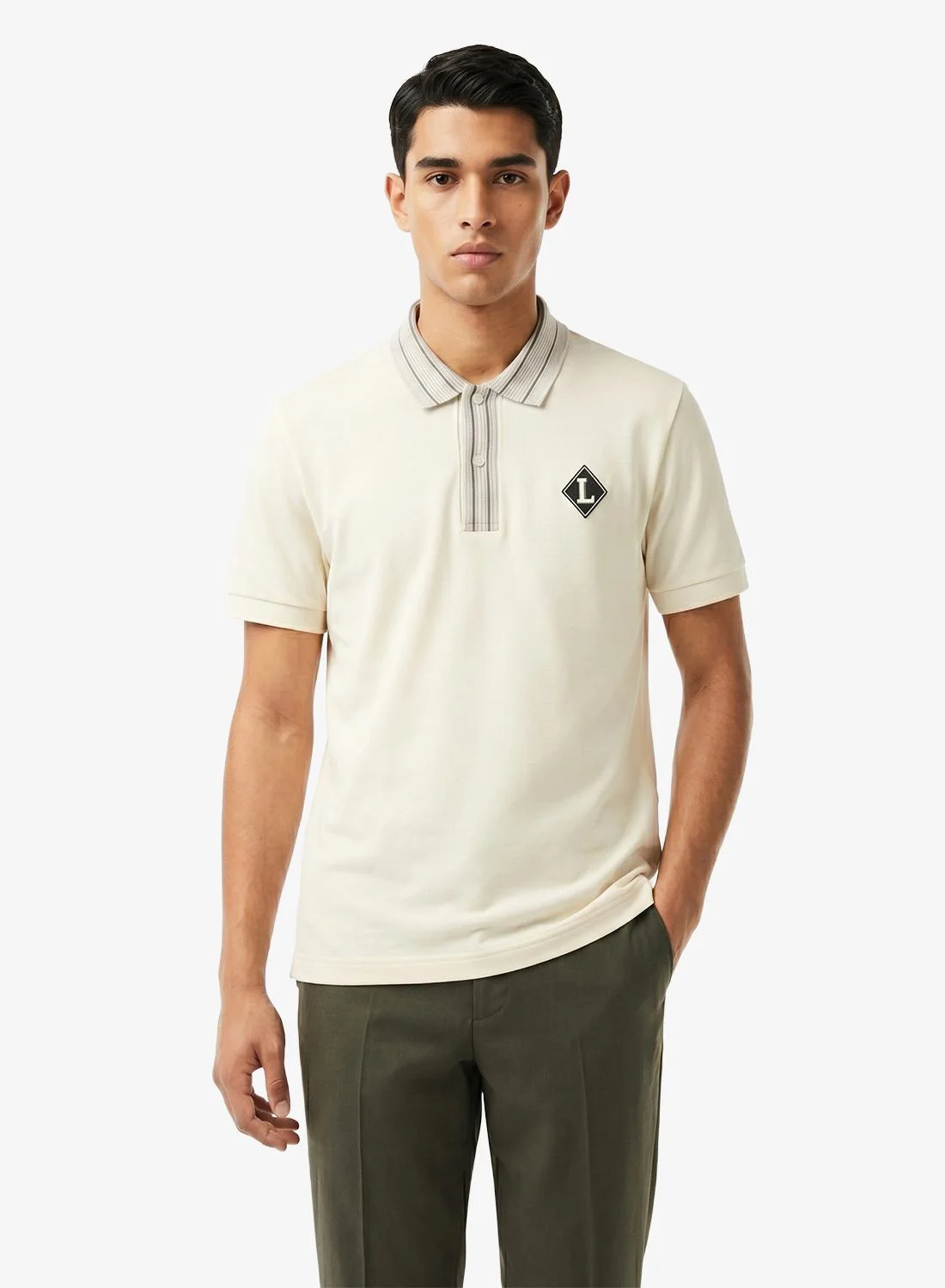 Premium Classic Fit Badge Polo Shirt Breathable Cotton Casual Wear For Men (Large) 4a94n