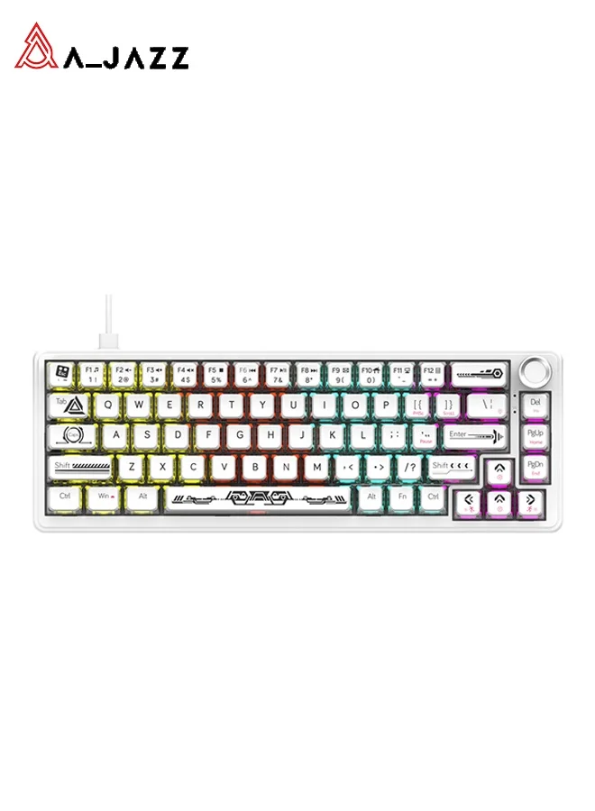 A-jazz AK690 Wired Mechanical Keyboard with RGB Backlighting and Hot-Swappable PBT Keycaps (Full-Size) lkym2