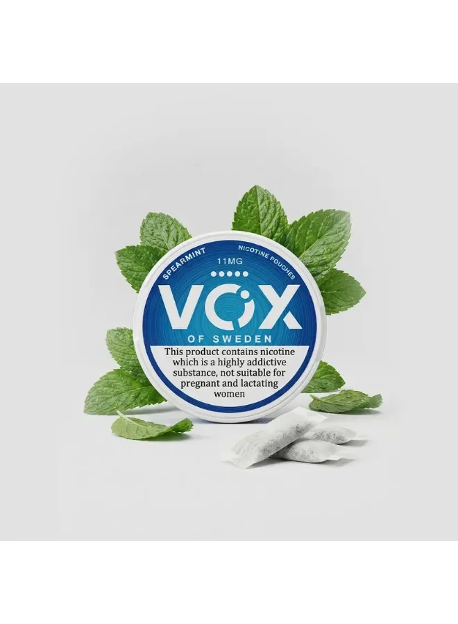 VOX Spearmint Nicotine Pouches Premium Tobacco-Free Oral Refreshment (11mg, 20 Pouches) 8zgpm