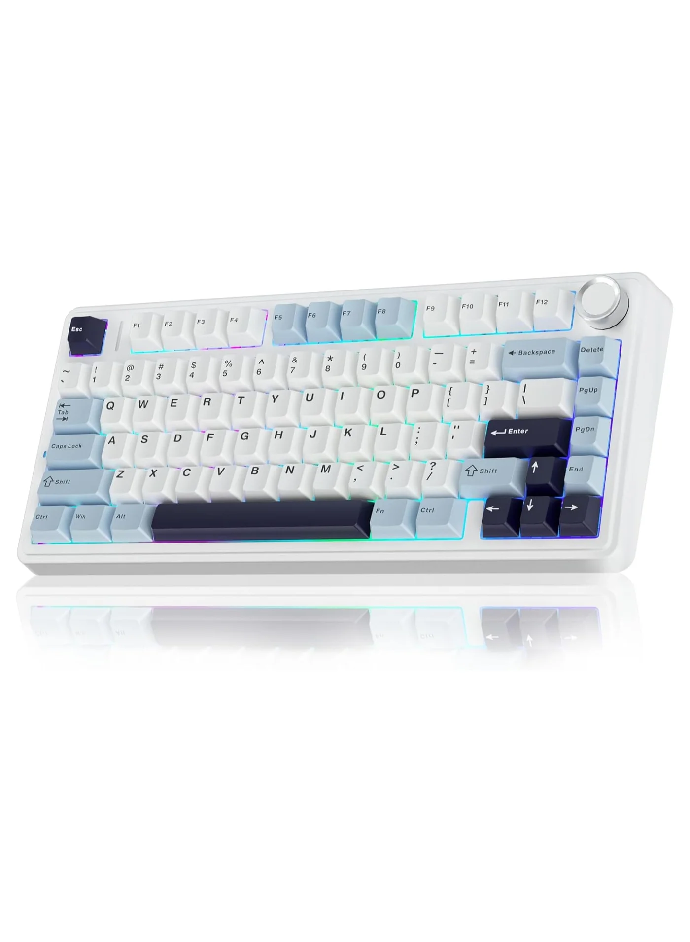 AULA F75 75% Mechanical Gaming Keyboard, Hot-Swappable RGB Wireless Keyboard with Pre-Lubed Switches (White, 3-Mode Connectivity) a77hd