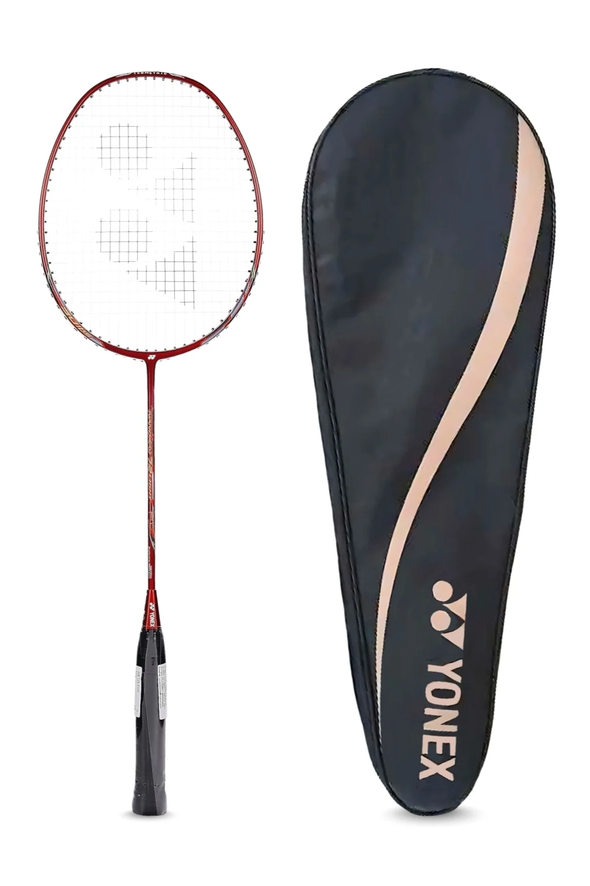 Premium Graphite Badminton Racket Lightweight Isometric Head (Red, 99 g) qdzpu