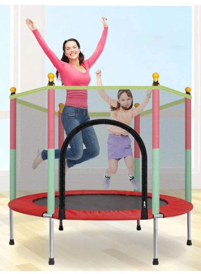 DubaiGallery Outdoor Trampoline with Safety Enclosure Net (Heavy-Duty Fitness Jumping Bed for Adults and Kids, 244 cm) esn7v