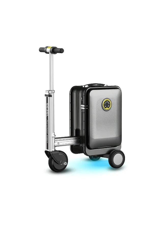 Premium Electric Riding Suitcase Smart Luggage Scooter with Removable Battery (Black, 26L) cwoaa