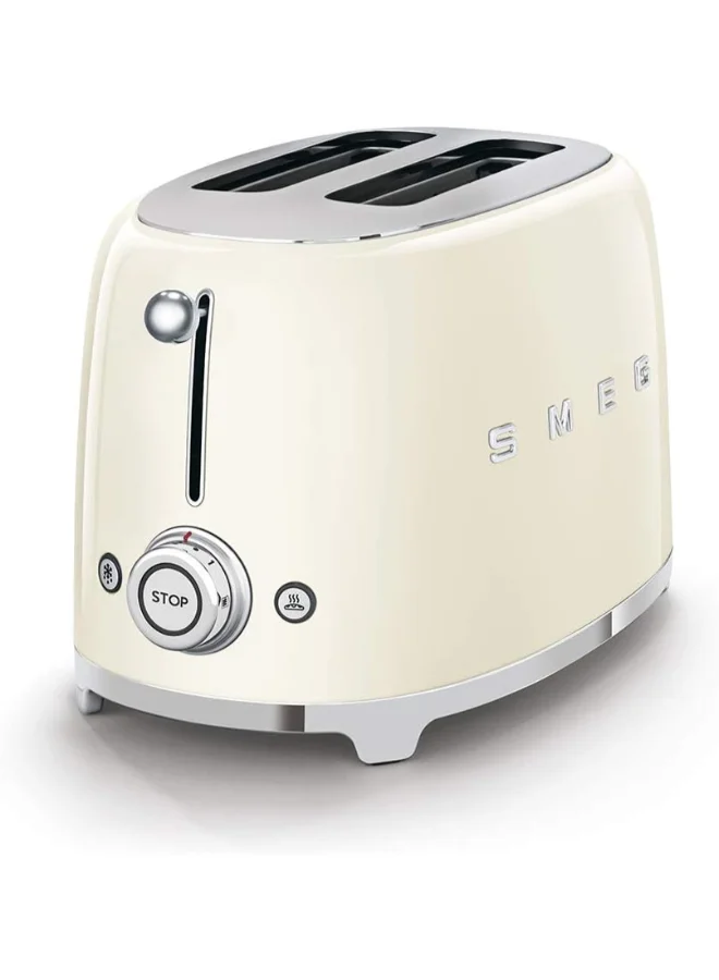 Retro 2-Slice Toaster Stainless Steel Countertop Electric Bread Toaster (Cream, 1035 W) gg5eb