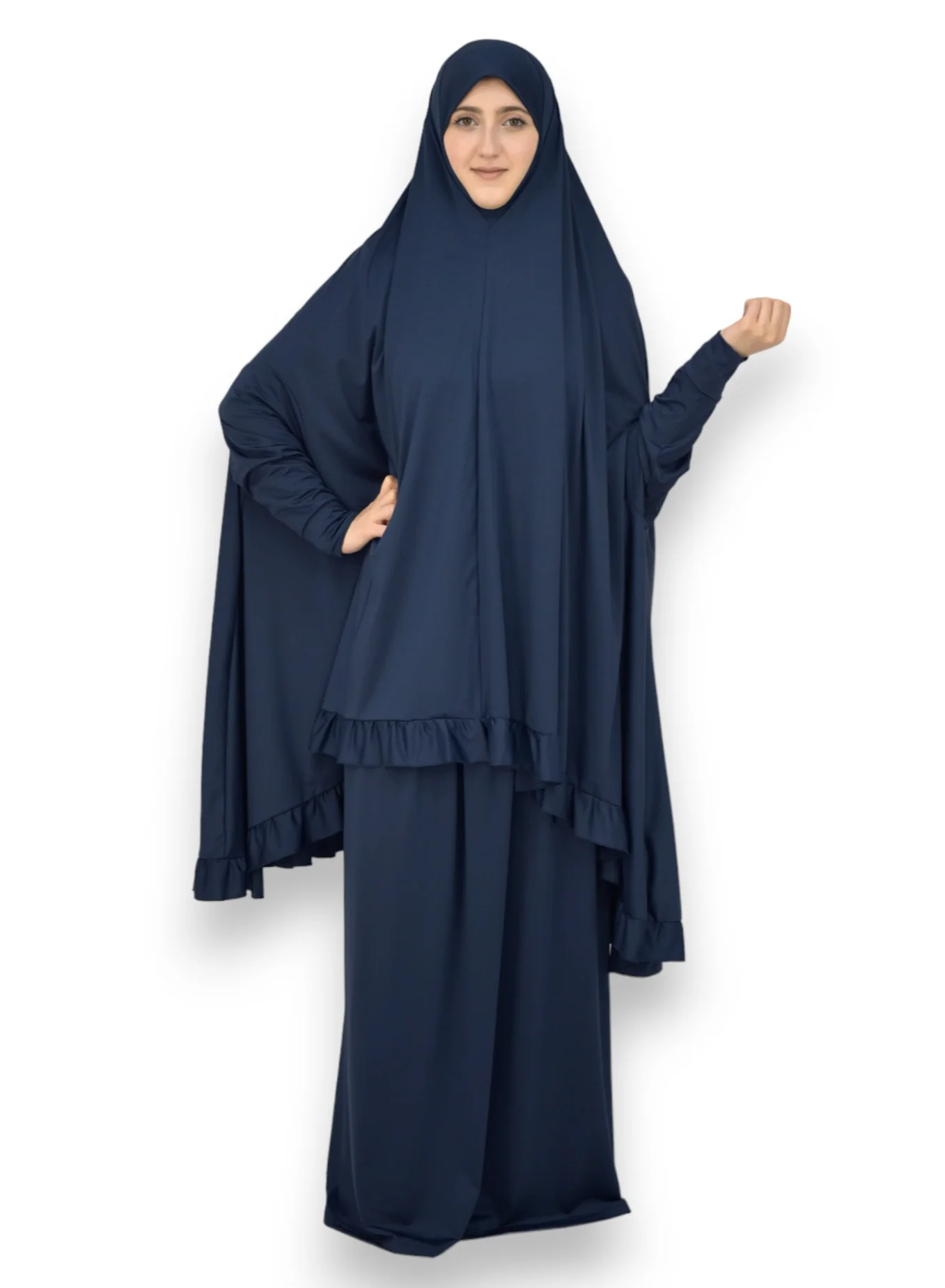 DAMAS COLLECTION Two Piece Islamic Prayer Dress Set for Women - Premium Solid Abaya Jilbab for Umrah and Daily Worship (One Size) nbiw0
