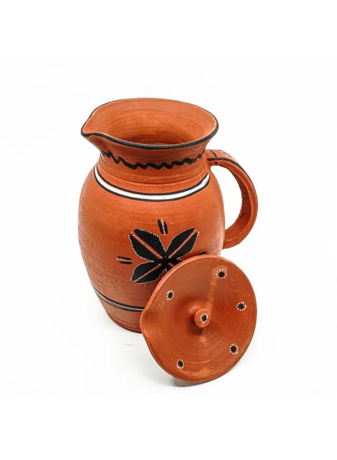 Dhaaro Vibes Earthen Classic Clay Jug Handcrafted Terracotta Water Pitcher (1500 mL) az7t9