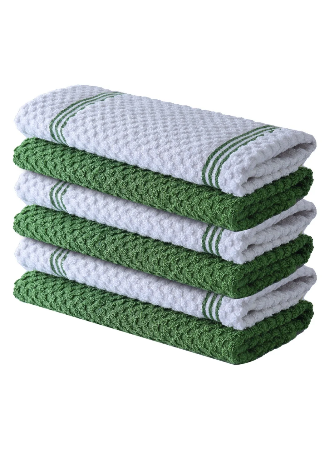 Infinitee Xclusives Premium Kitchen Towels Cotton Absorbent Dish Cloths (Green, 40cm x 70cm, Pack of 6) 7vb03