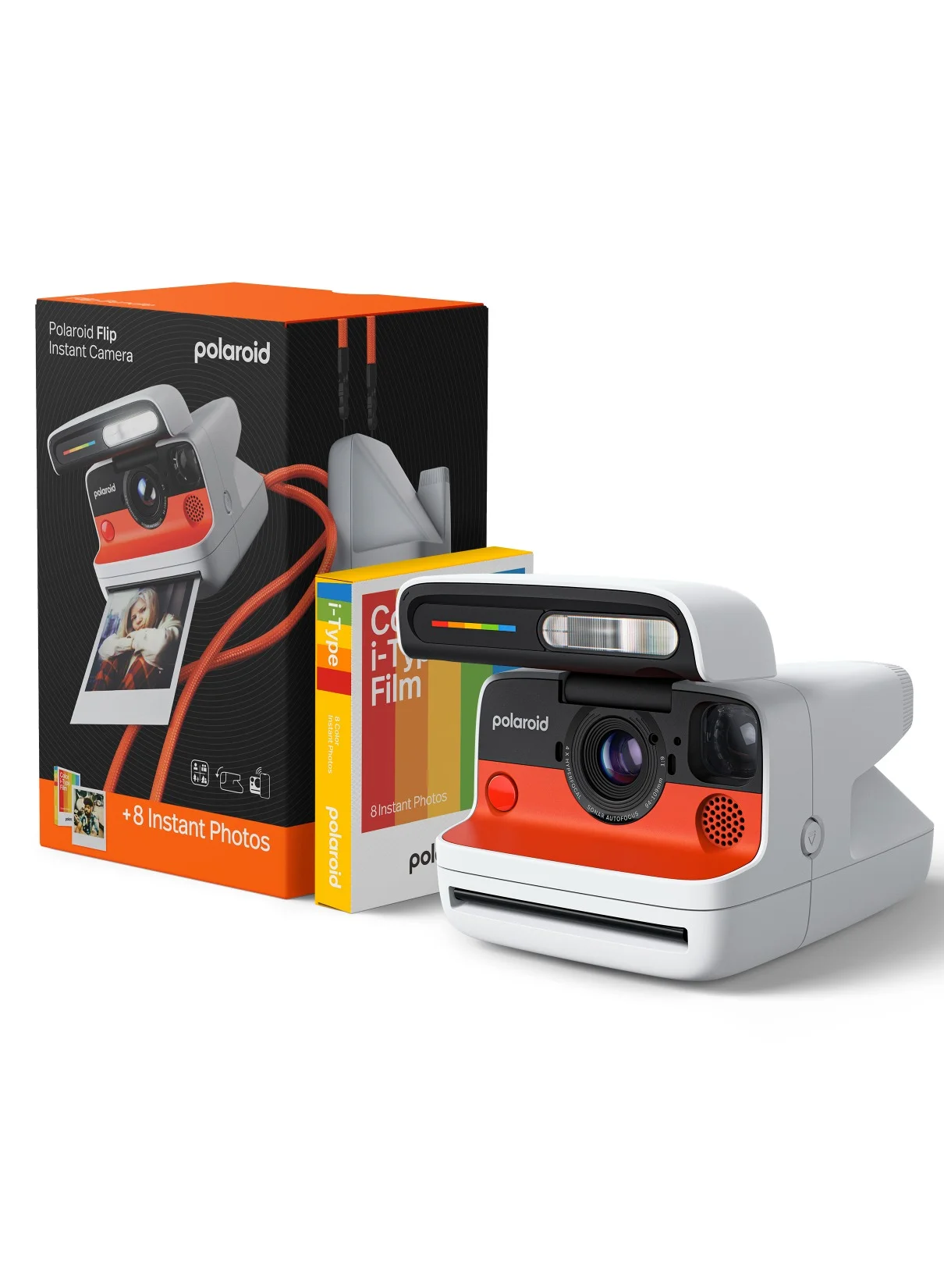 Instant Film Camera Starter Set with Bluetooth App Control and 4-Lens System (White, 8 Exposures) se0n1